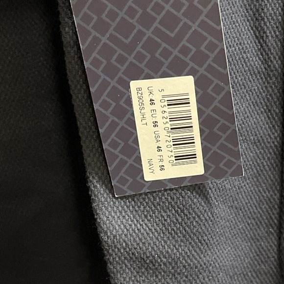 Steel & Jelly Blazer Mens 46 Navy Blue Textured Jacket Structured Office Career - Picture 4 of 14